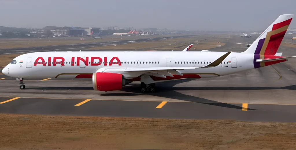 An Air India A350 aircraft pictured at the airport in January 2024