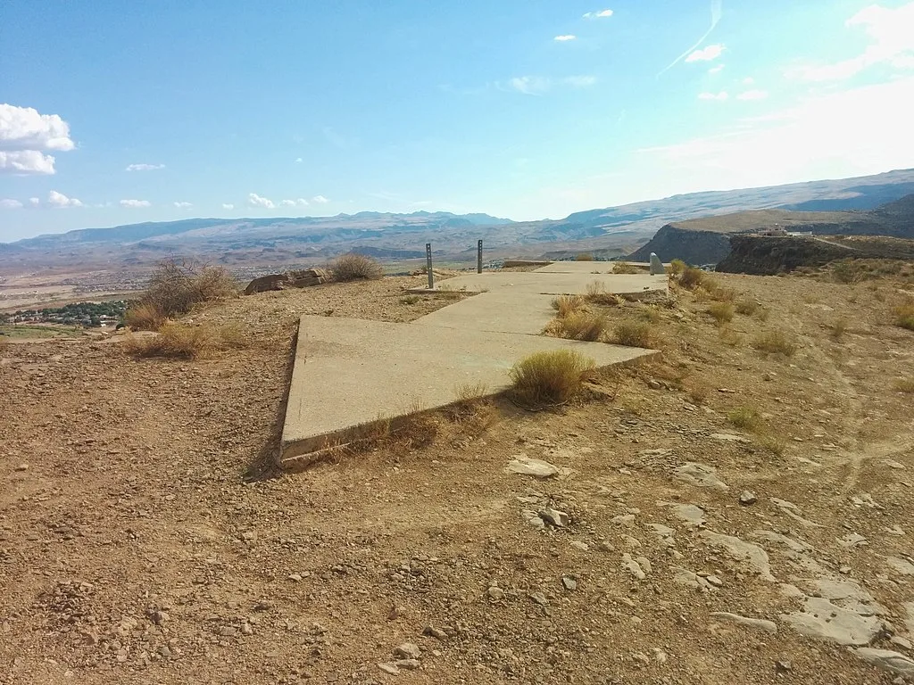 These are the remnants of Transcontinental Air Mail Route Beacon 37A in St. George, Utah. Concrete arrows and rotating lights once guided pilots across the U.S. in the 1920s.