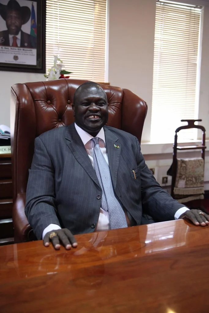 Riek Machar in his South Sudan office in 2012, years after his marriage to Emma McCune.