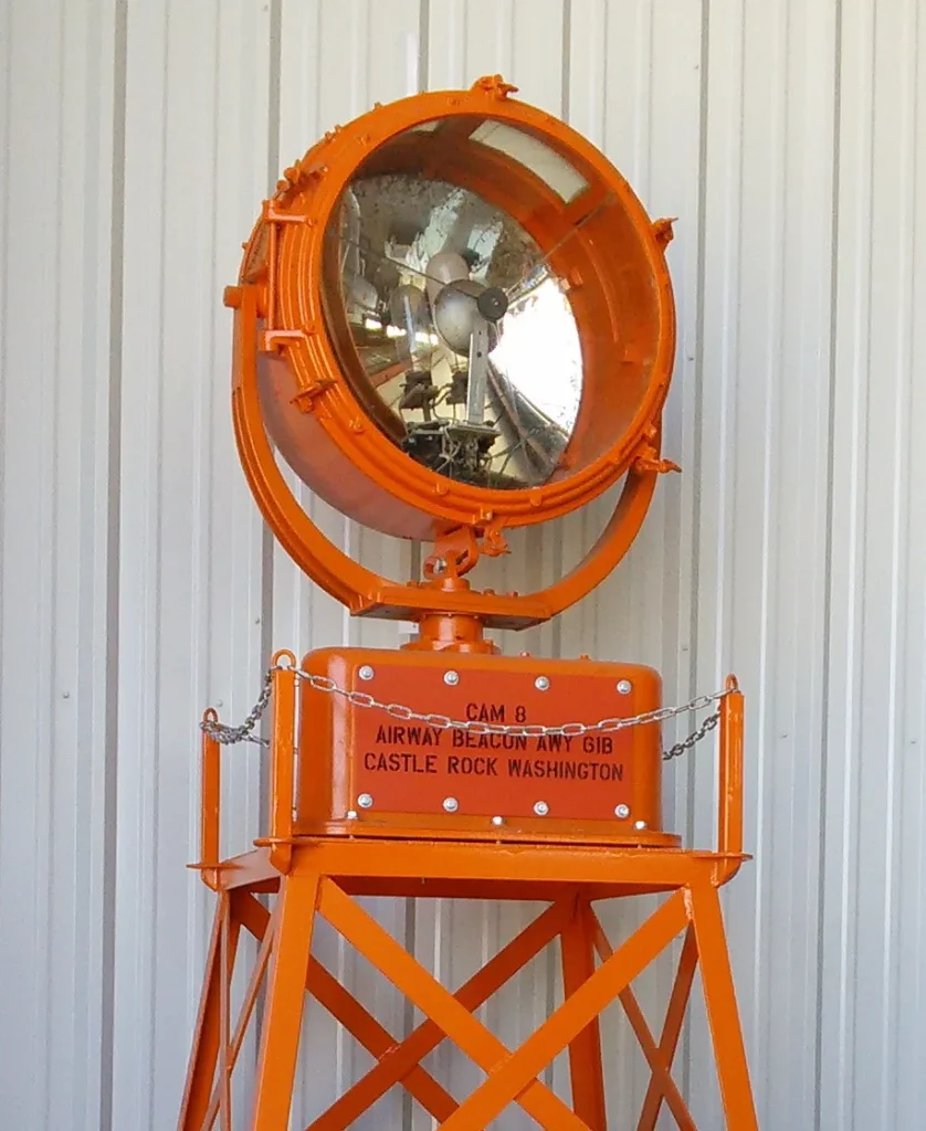 This is Beacon 61B from the Transcontinental Airway System’s CAM-8 route, originally installed near Castle Rock, Washington. It helped guide airmail pilots across the U.S. in the 1920s.