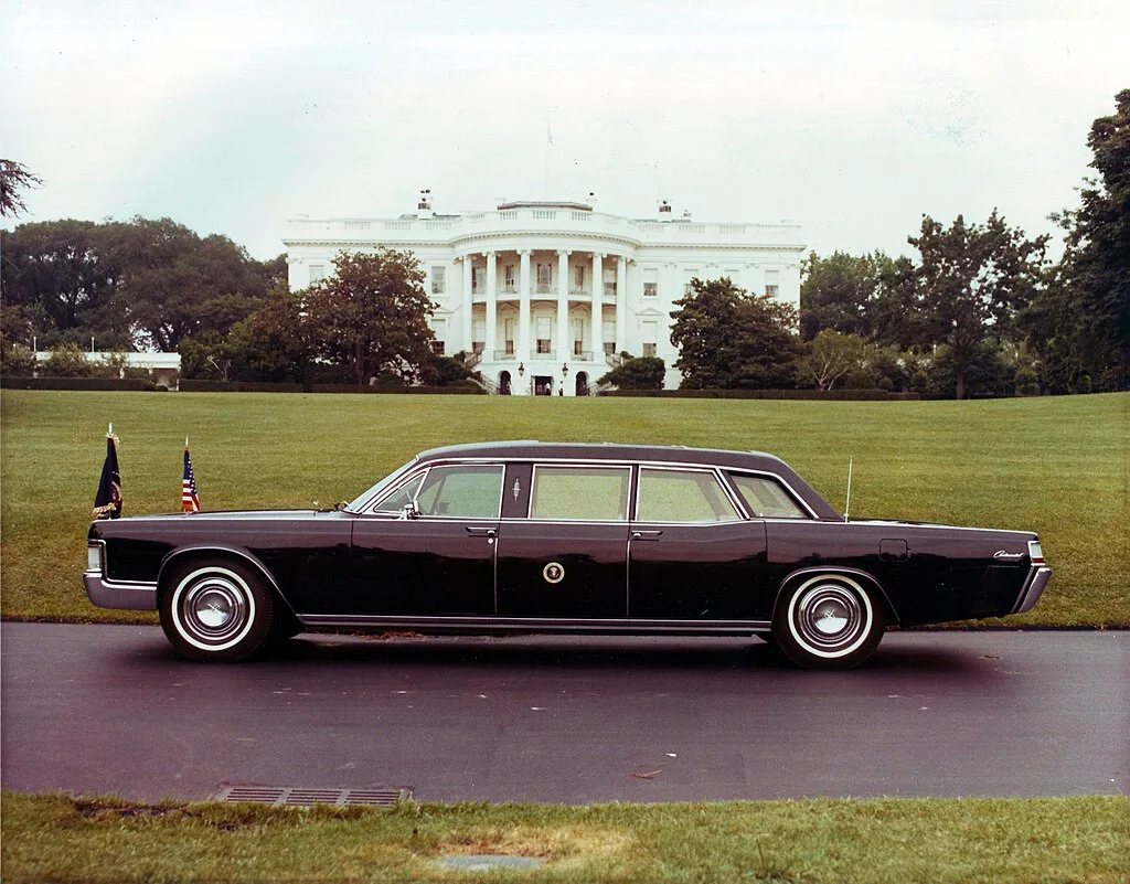 Built by Lehmann-Peterson of Chicago, this six-ton, armor-plated Lincoln limousine was delivered to the White House in October 1968 and used as the 1969 Presidential limo.