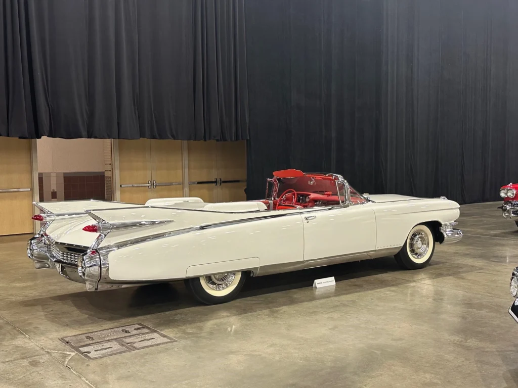 The 1959 Cadillac Eldorado Biarritz Convertible was known for its dramatic tailfins and chrome-heavy design, capturing peak postwar American excess in car styling.