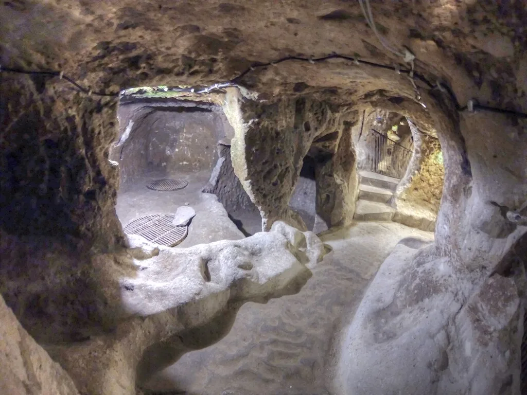 The Derinkuyu Underground City in Cappadocia, Turkey, once offered refuge to Christians escaping enemy forces.