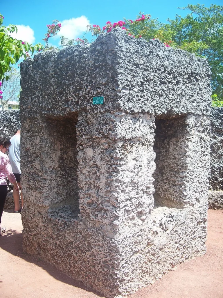 A stone cooking structure at Coral Castle in Homestead, Florida, photographed in 2011.