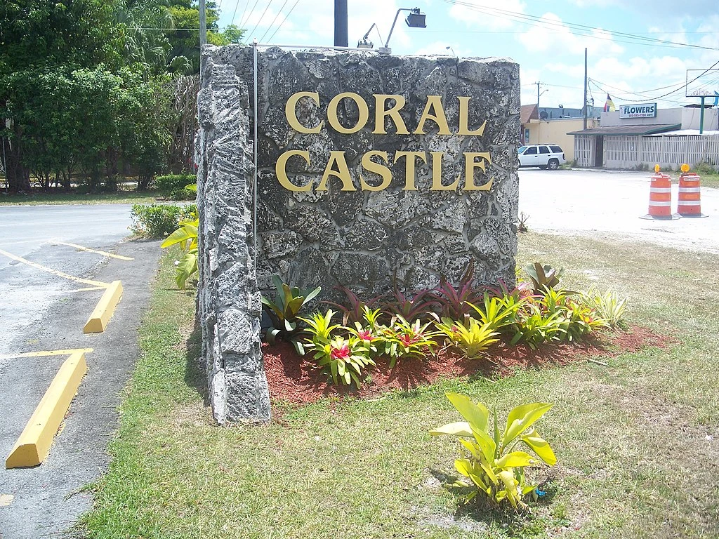 A sign at Coral Castle in Homestead, Florida, photographed in April 2011.
