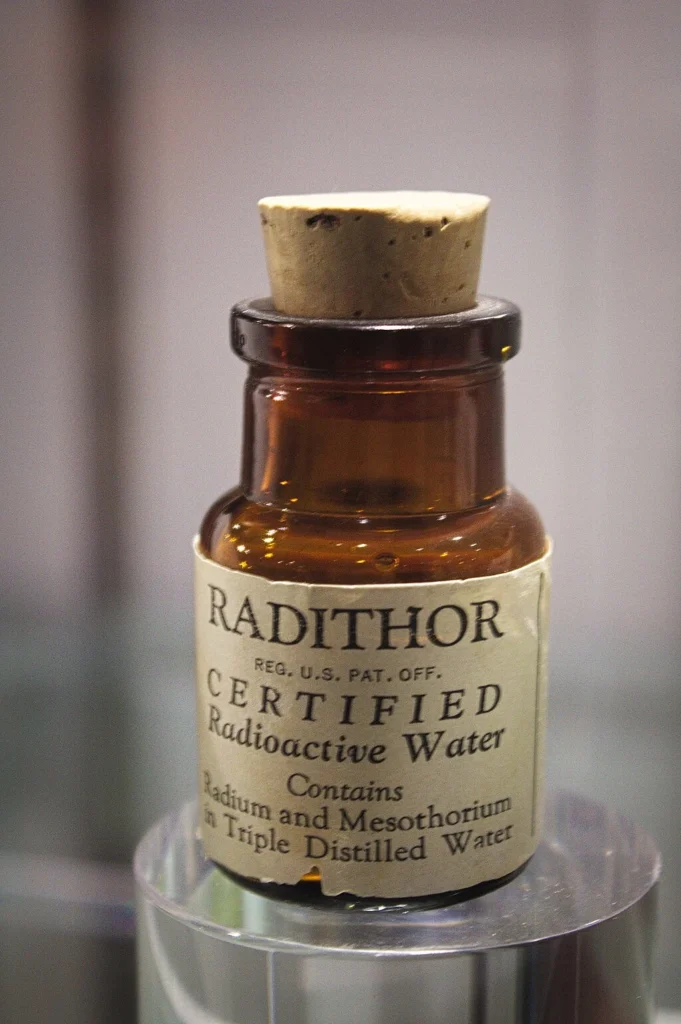 This small vial once held Radithor, a radioactive health tonic sold in the 1920s.