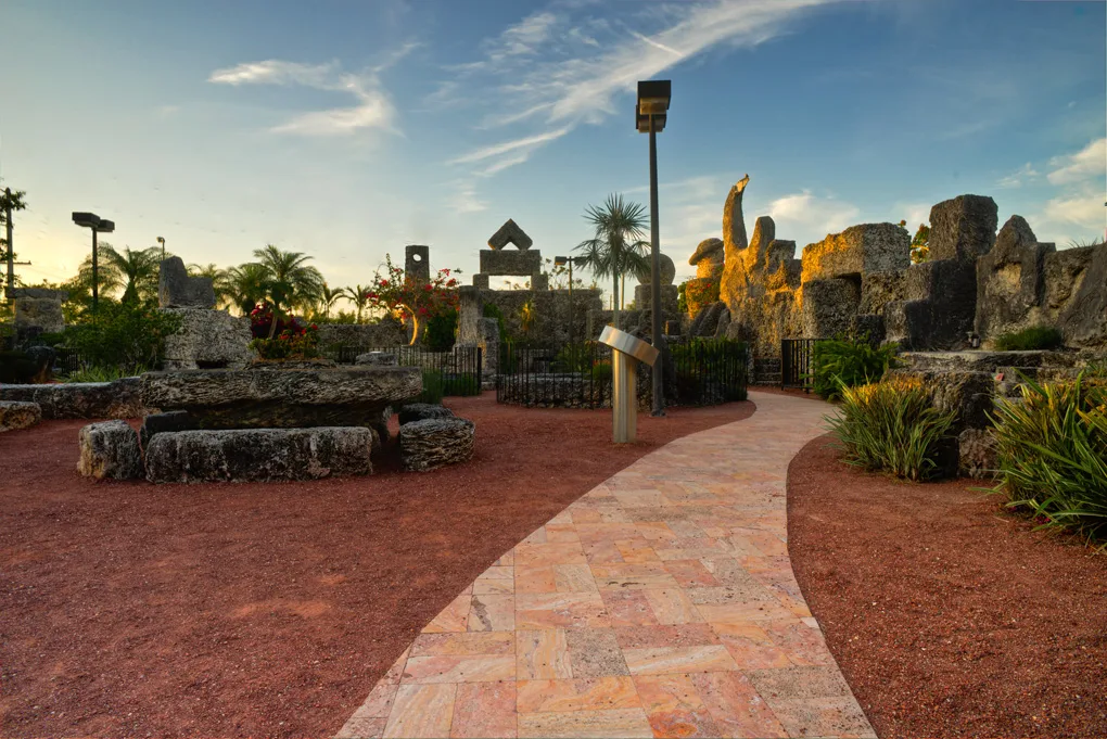 Inside Coral Castle in Homestead, Florida, which Edward Leedskalnin built from locally quarried coral as a tribute to his love, using no modern tools.