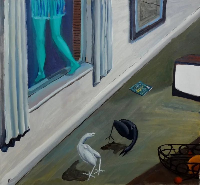 Bryan Charnley’s 1987 painting Leaving by the Window