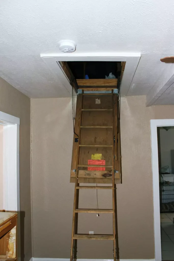 Houston Police officers at the Allston Street house investigating the attic where Mary Cerruti’s remains were found.