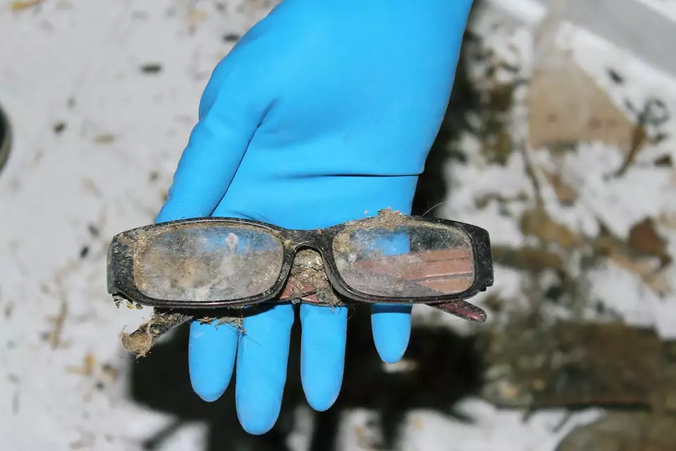 Foster Grant reading glasses recovered near Mary Cerruti’s skull during the investigation.