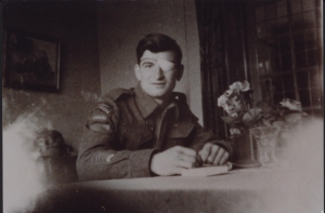 Portrait of Léo Major wearing his uniform and eye patch