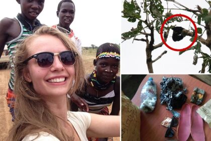 Composite photo of Sophia Koetsier, the Dutch medical student who vanished in Uganda, alongside images of her recovered clothing and items found near the Nile.