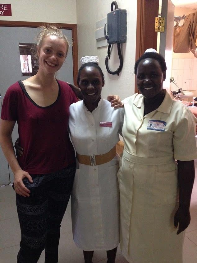 Sophia Koetsier with colleagues at Lubaga Hospital in Kampala.