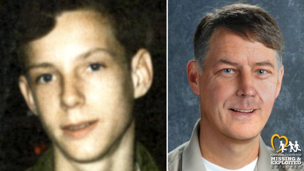 Side-by-side image of Norman Prater showing his unidentified 1973 facial case ID photo and an age-progressed image to age 55, after Dallas police identified him as a Rockport-area hit-and-run victim