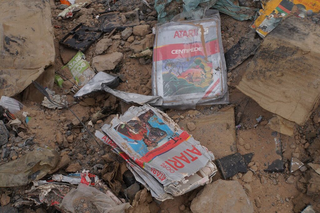 E.T. and Centipede Atari game packaging recovered from the Alamogordo landfill dig