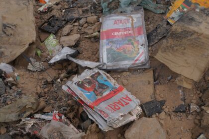 E.T. and Centipede Atari game packaging recovered from the Alamogordo landfill dig