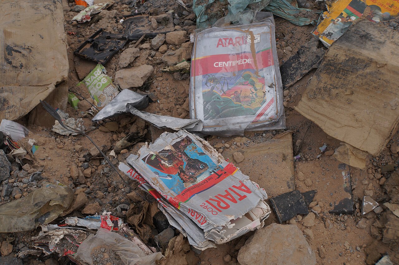 E.T. and Centipede Atari game packaging recovered from the Alamogordo landfill dig