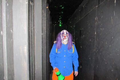 Creepy clown at Doc Wilkes House of Horrors in Longview Texas, used for the 2016 killer clown sightings story