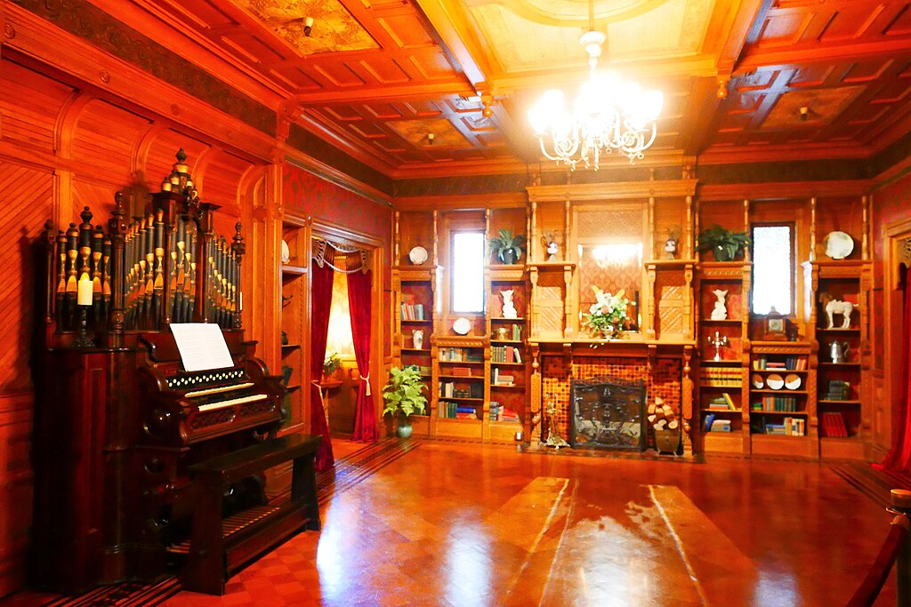 Organ in Sarah Winchester’s home at the Winchester Mystery House photographed in 2019