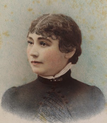 Hand tinted ambrotype portrait of Sarah Winchester taken in San Francisco in 1865