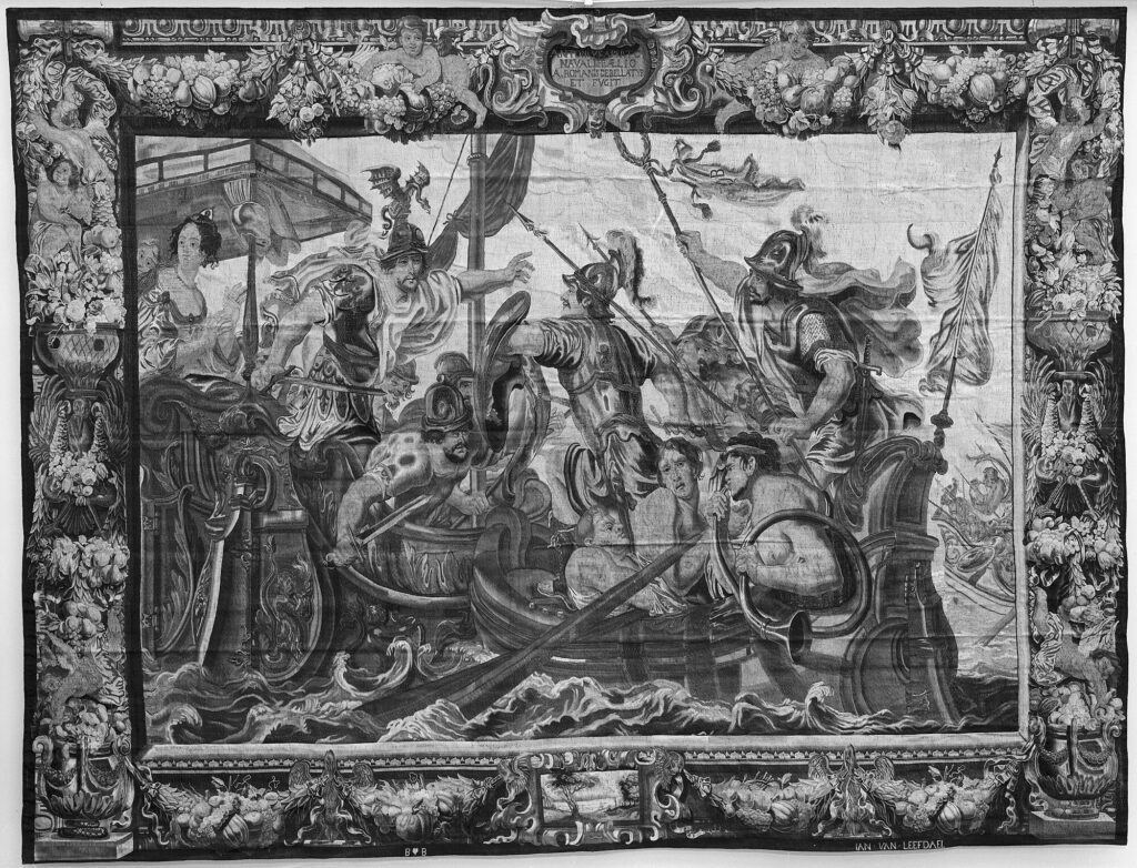The Battle of Actium tapestry from Antony and Cleopatra, used in an article about the Vatican Obelisk and the Roman history surrounding its journey