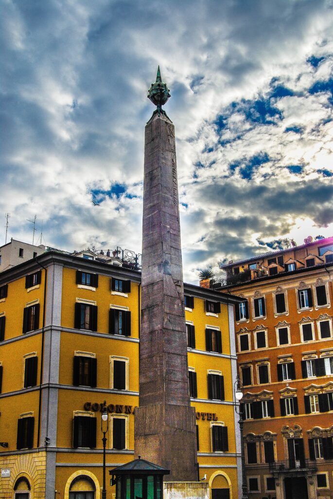 Obelisk of Montecitorio in Rome, an Egyptian monument that provides historical context for the Vatican Obelisk