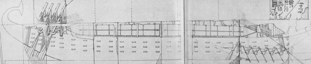 Illustration of Hatshepsut’s obelisk ship carrying two obelisks, used to explain the ancient transport history behind the Vatican Obelisk