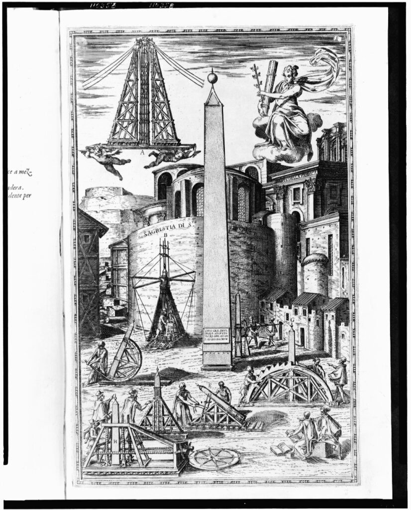 Illustration of the Vatican Obelisk standing in the Circus of Nero before its relocation to St Peter’s Square