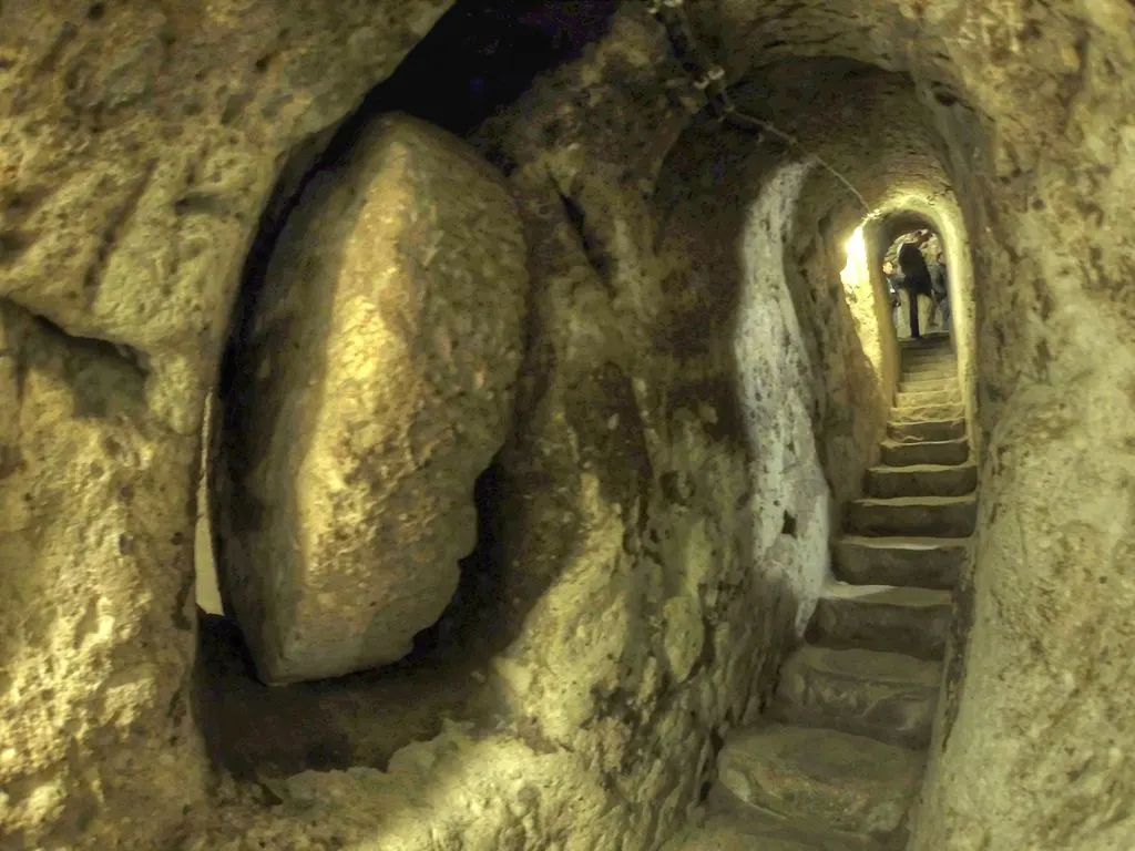 Derinkuyu Underground City in Cappadocia Turkey with tunnels and chambers once used as a refuge