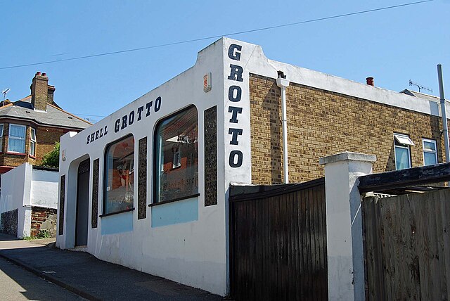 Gift shop and museum building next to the Margate Shell Grotto in Kent