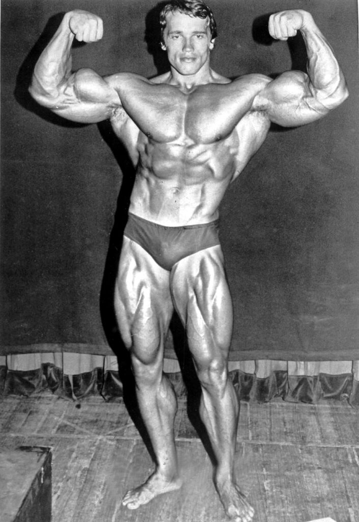 Arnold Schwarzenegger before defending his fifth Mr. Olympia title in 1974