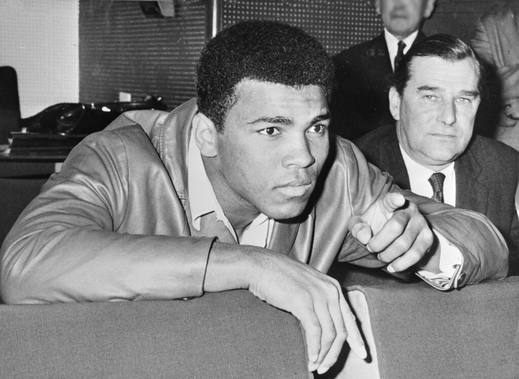 Muhammad Ali in 1966, whose refusal to serve in the Vietnam War became one of the most outspoken protests against the expectation that Black Americans fight for democracy overseas while being denied fundamental rights at home.