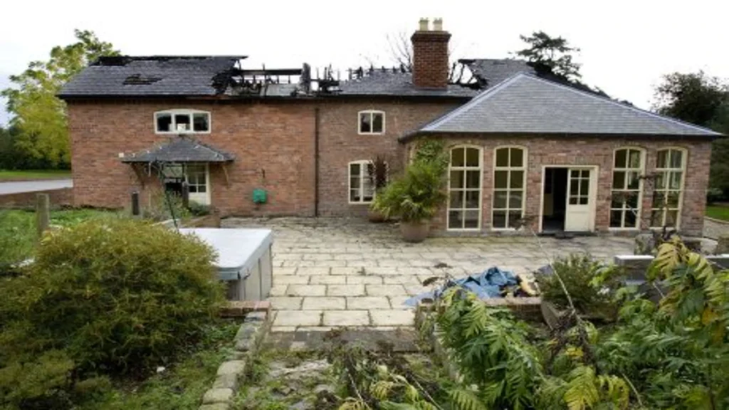 The aftermath of the fire at millionaire businessman Christopher Foster's home