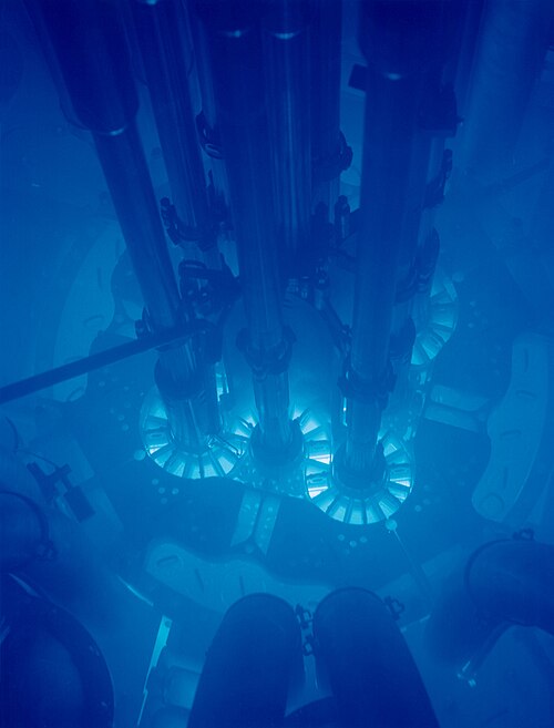 Blue light from a nuclear reactor core similar to the Cherenkov radiation seen during the Hisashi Ouchi Tokaimura accident