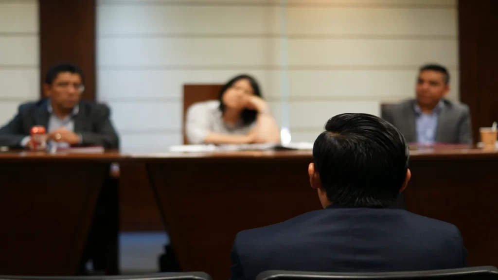 Person appearing before a panel of judges