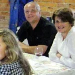Christopher Foster, his wife Jill and their daughter Kirstie at a party