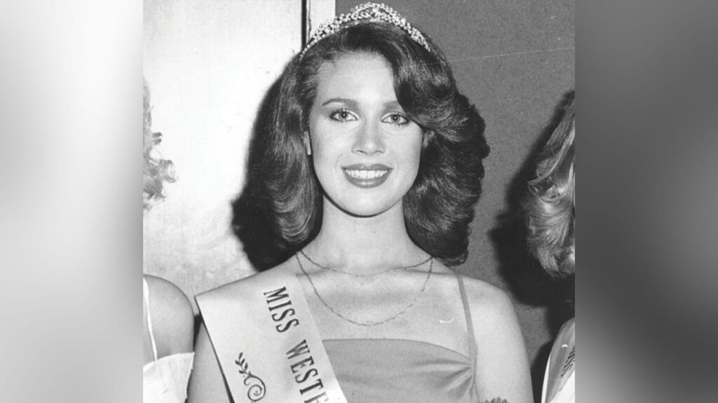 Anita Cobby, pictured after winning the Miss Western Suburbs Pageant. 