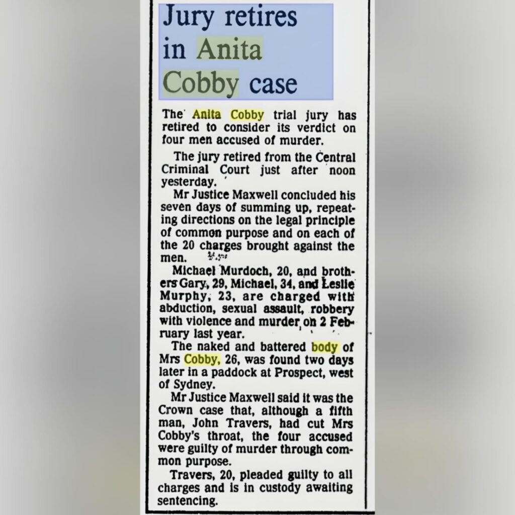 An article published in the Sydney Morning Herald, once the jury in the case had retired to consider its verdict. 