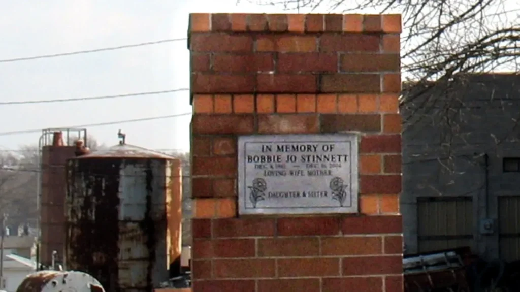 A memorial erected in the memory of Bobbie Jo Stinnett, in her home towm of Skidmore, Missouri.