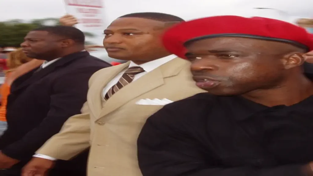 Quanell X (center), leader of the New Black Panther Party in Houston