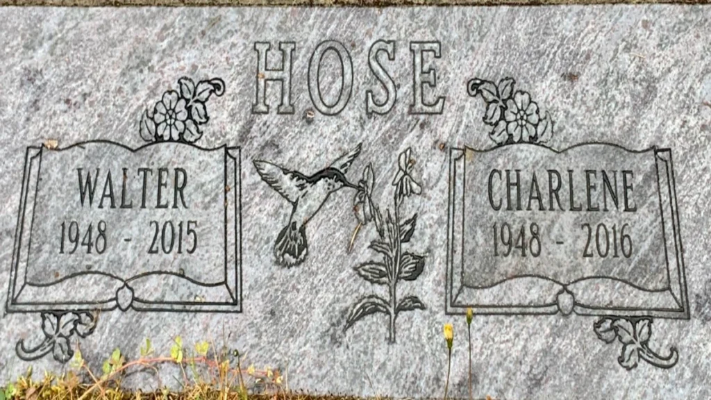 The graves of Walter and Charlene Hose