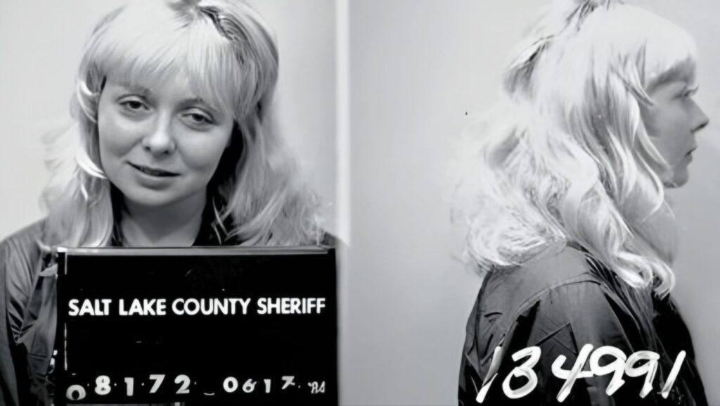 Joyce McKinney's mugshot, taken during her arrest. Image taken via Wikimedia Commons.