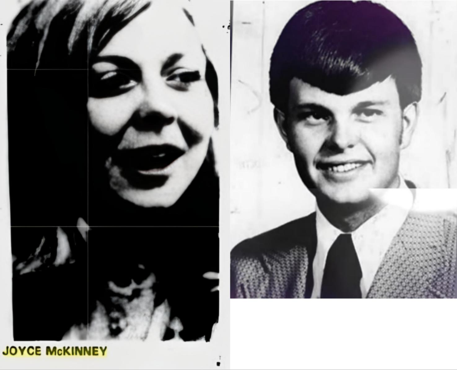 Joyce McKinney and Kirk Anderson, as pictured in the newspapers. Image taken via Google News Archive, from St. Petersburg Times (Left) and The Deseret Times (Right).