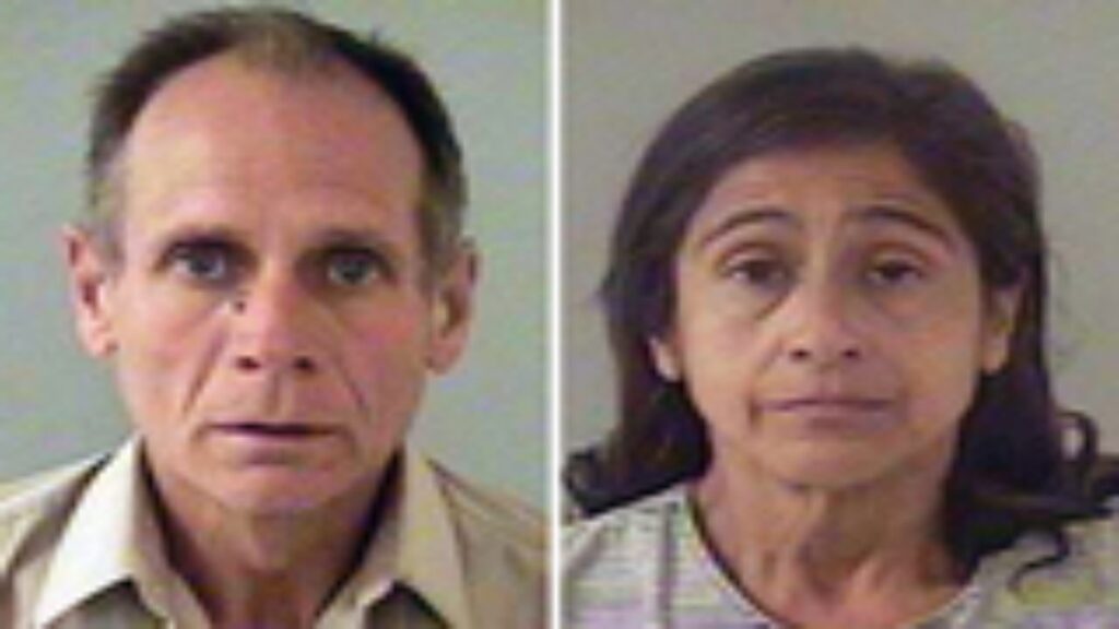 Paired mugshots of Phillip Garrido and Nancy Garrido