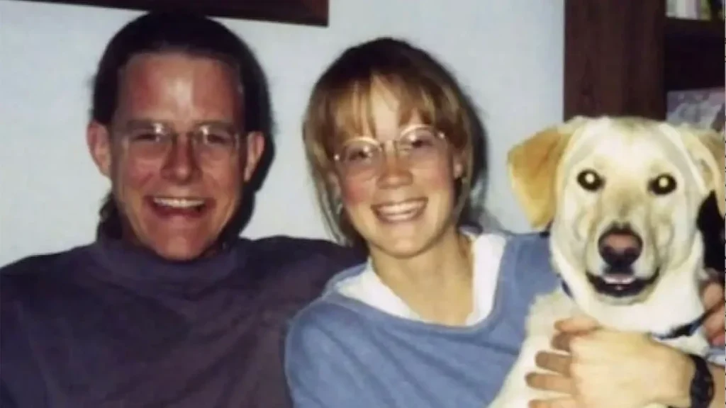 Amy Wroe Bechtel, husband Steve and their dog, Jonz.