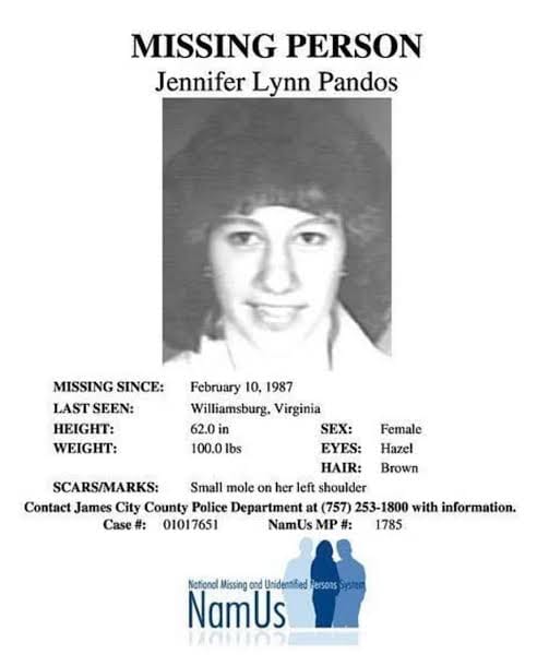 The missing persons poster released for Jennifer Pandos, by NamUs. 