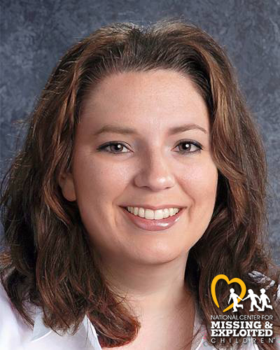 Age-progressed portrait of Angela Hammond showing how she may have looked at age 43, with shoulder-length brown hair and a smiling expression.