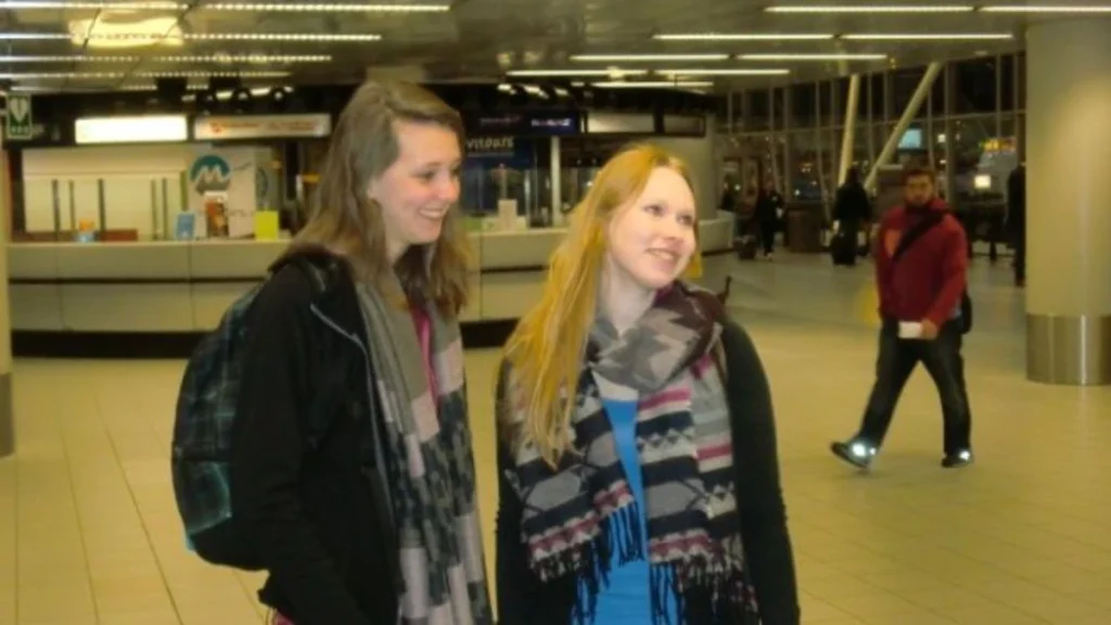 Lisanne and Kris at Schiphol Airport (Amsterdam, The Netherlands)