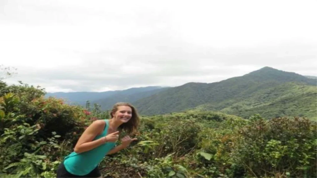 Lisanne Froon posing for a photo at during the hike