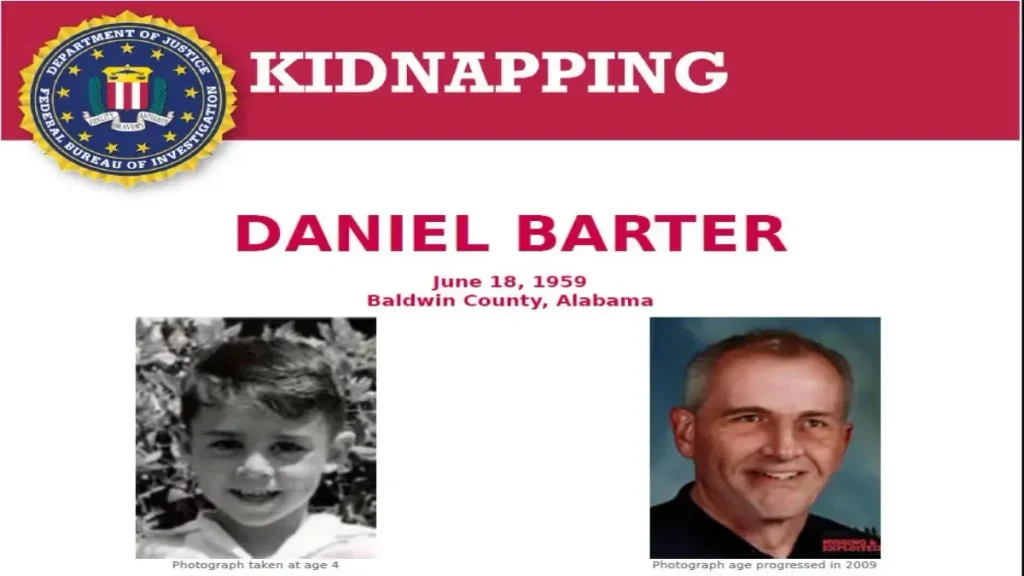 Side-by-side images of Daniel Barter as a child and an age-progressed version of him.